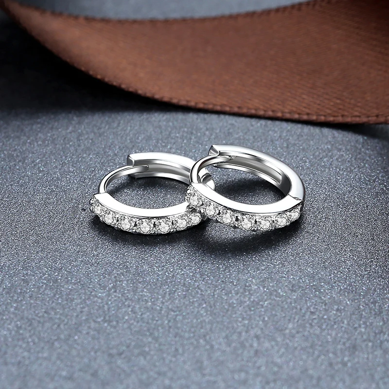 925 Sterling Silver Crystal Circle Earring For Women Making Female Models Suitable for Valentine's Day Gift Party Engagement