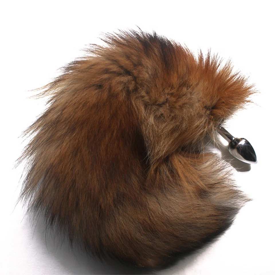 fox tail huge anal plug butt real hair sex toys for women men shop dog wolf masturbation device sexy |