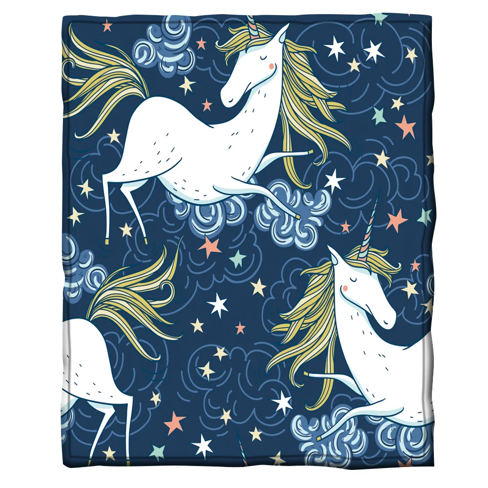 Одеяло из мягкого плюша с милым карикатурным единорогом ONGLYP для декора спальни, расстилки на кровать, диван, телевизор, для детей.