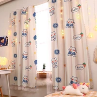 blackout velcro curtain for living room girls bedroom printing decoration tulle voile drapes window