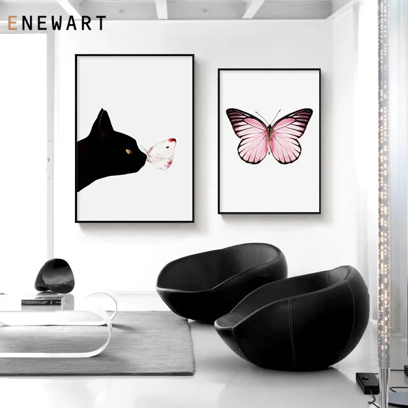 Картина на холсте с изображением бабочек в скандинавском стиле Симпатичные