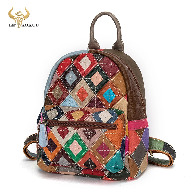 Женский дизайнерский рюкзак из натуральной кожи черный повседневный для