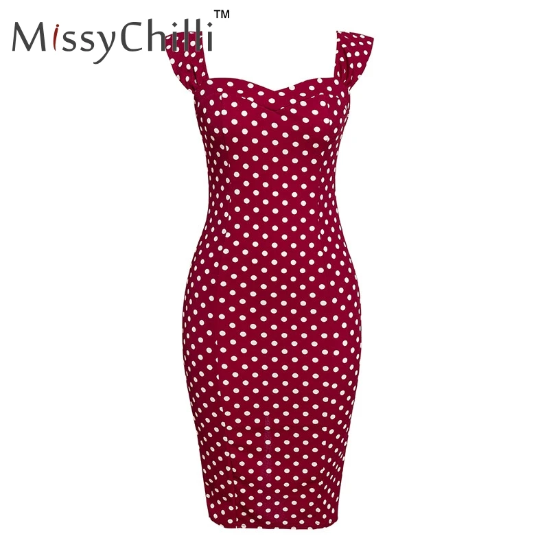 MissyChilli с открытыми плечами открытая спина в горошек облегающее красное платье для женщин размера плюс сексуальное длинное вечернее платье летнее винтажное Клубное элегантное платье