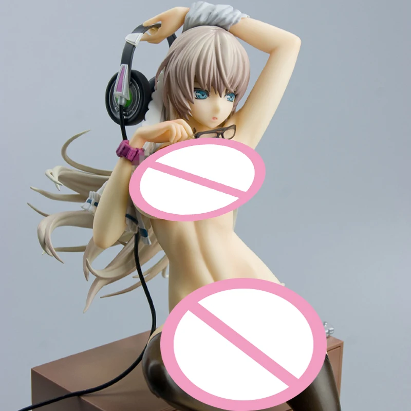 

27cm Anime GAMER GIRL Action Figure PVC Blue Eyes Mirror Glasses Cabinet Earphone Sitting Posture Stocking Collections Model Toy