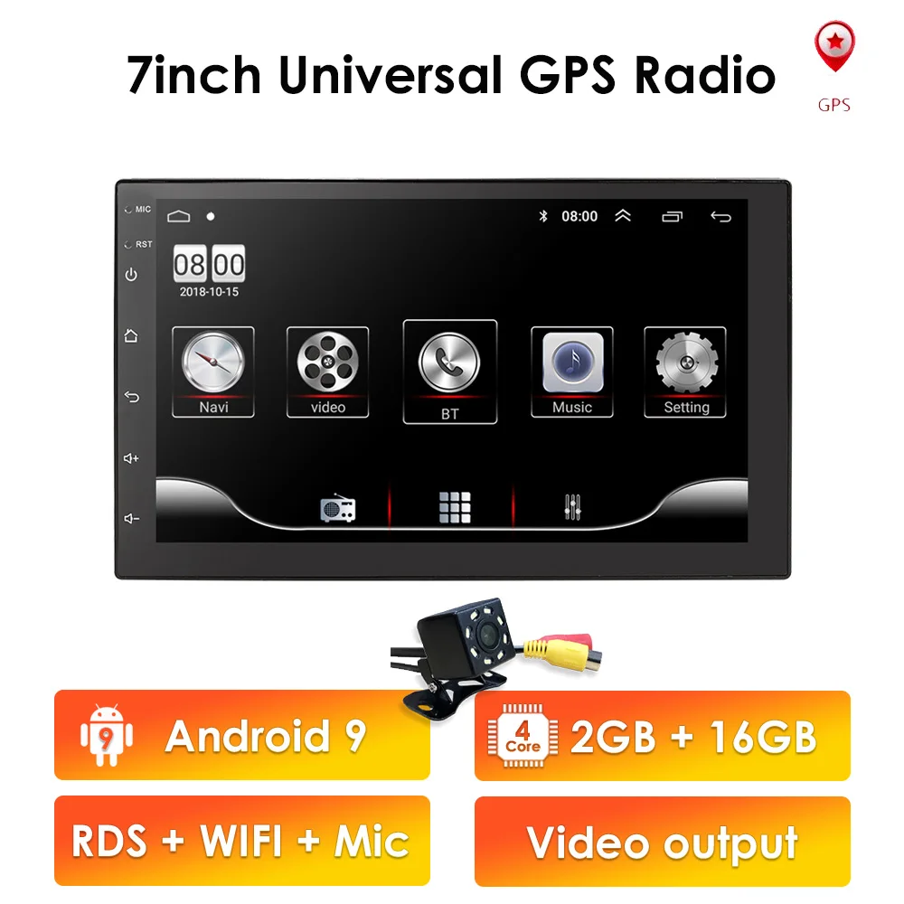 2 Din 7 ''Quad core Универсальный Android 1 Гб + 16 ГБ RDS автомобиль радио стерео GPS