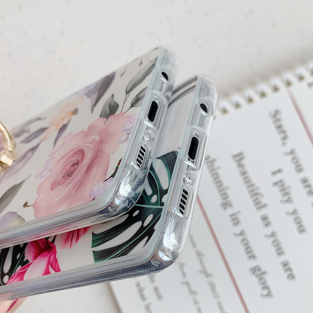 Винтажный чехол-подставка с кольцом и цветами для Samsung S21 Plus S20FE A21S A51 A50 A71 Note 10 Pro S9