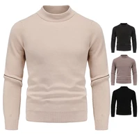 autumn and winter new mens fashion casual sweater thickened warm solid color long sleeved sweater
