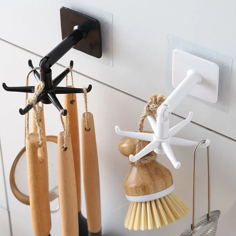 

Under Shelf Rotate Hook Holder Cabinet Storage Rack Organizer Multi-Purpose Hooks Durable Hang Adhesive Adjustable Home Storage