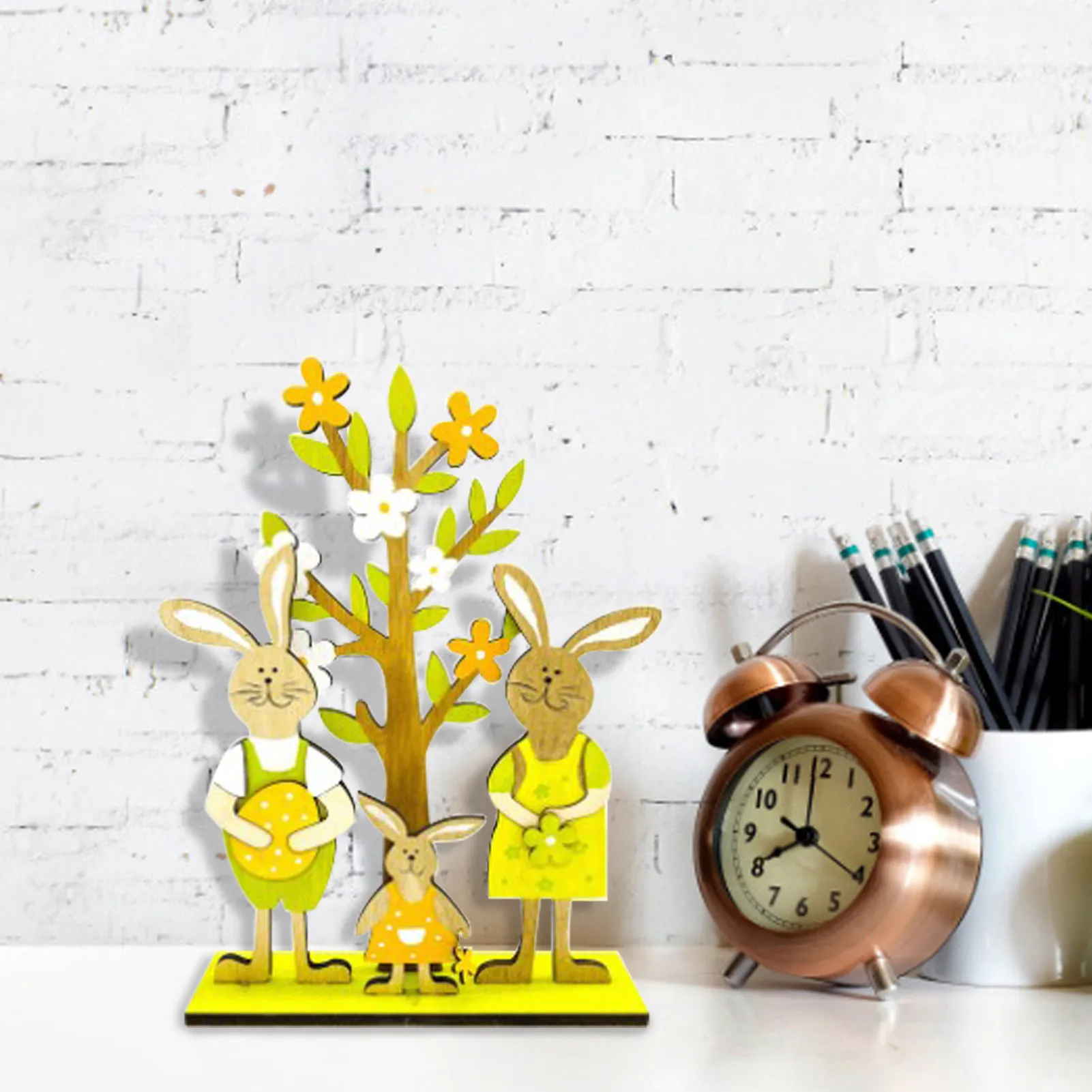 

Wooden Rabbit Ornament Easter Bunny Desktop Decoration Simple Bunny Craft For Gifts Home Office