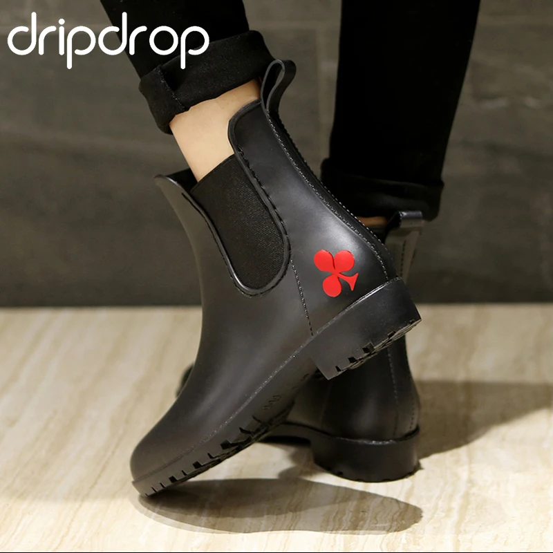 Резиновые сапоги женские Ботильоны с нескользящей подошвой Модные резиновые