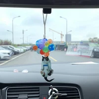 lovely cat balloons rear view mirror pendant bag cellphone keyring wreath hanging ornaments
