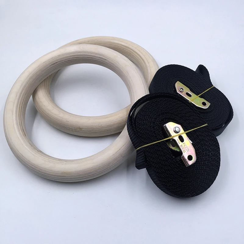

28MM High Quality Wooden Exercise Fitness Gymnastics Rings Home Gym Exercise Pull-ups Training Gymstics Balance Beams Rings