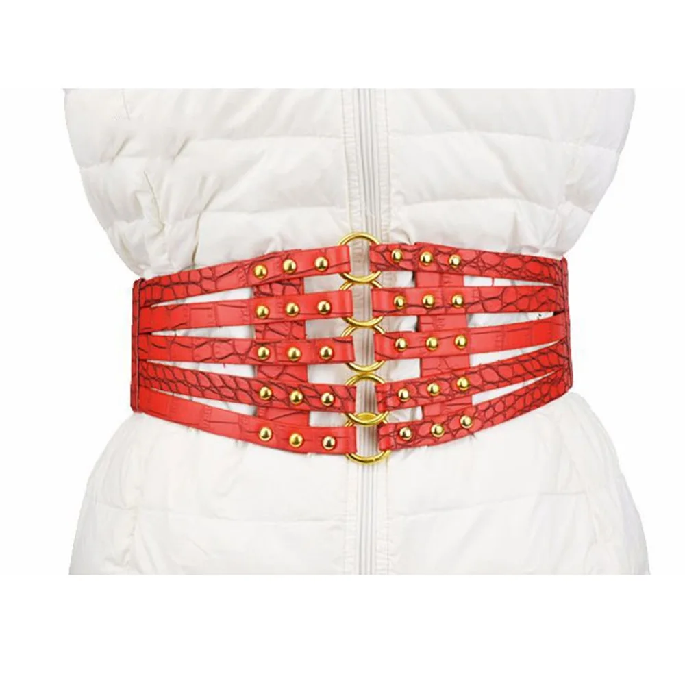 Ladies Overcoat Decorative PU Leather Belts Women's All-around Skirt Down Jack Waistband Female Belt 12cm Width AK008
