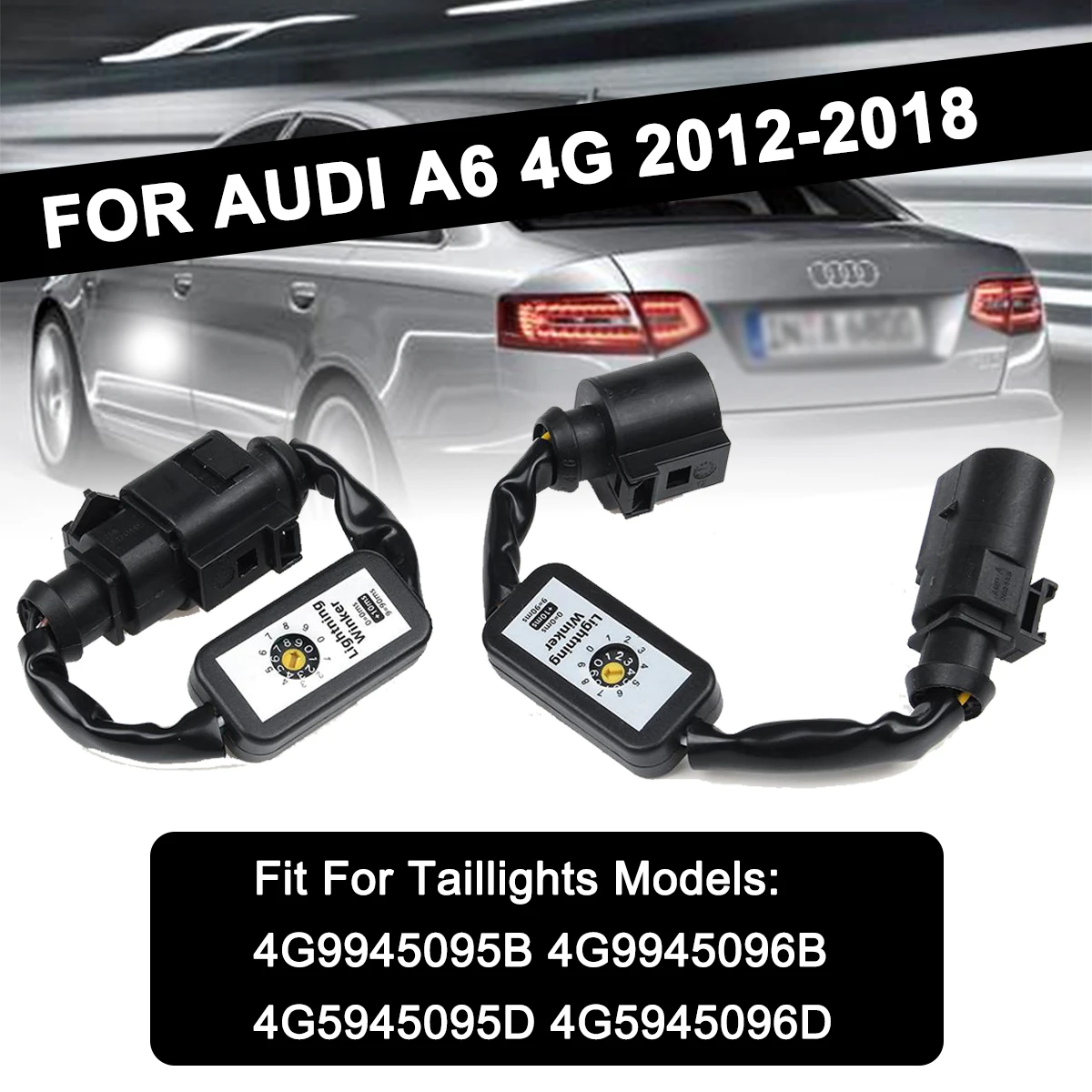 

For Audi A6 4G 2012~2018 Black 2Pcs Dynamic Turn Signal Indicator LED Taillight Add-on Module Cable Wire HarnessTail Light