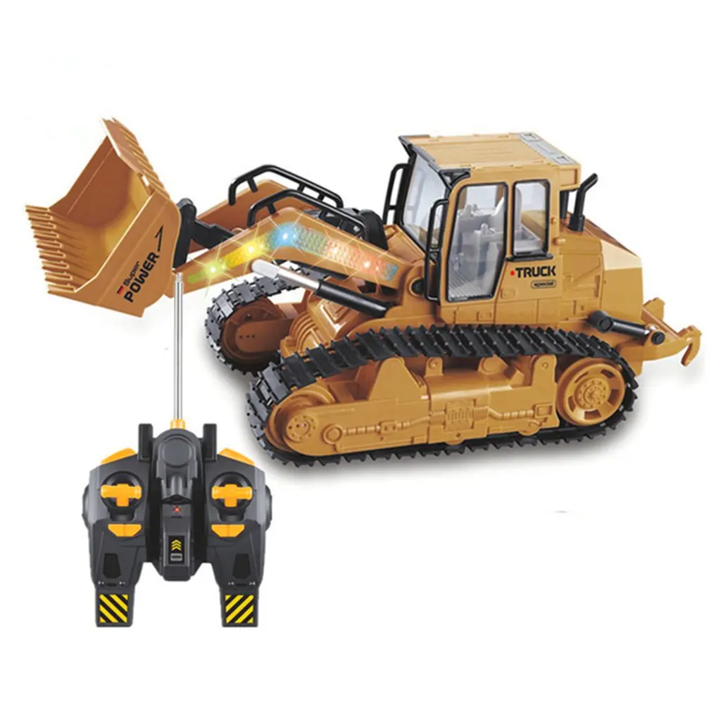 

RC Bulldozer Truck with Light Construction Remote Control Crawler Vehicle Electric Engineering Simulation Model Toy for Children