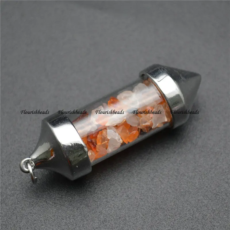 Red Agate 1 шт. мульти натуральный драгоценный камень фишки бусины в форме пули оба конца Cusp кулон подходит ожерелье ювелирных изделий - Цвет камня: Red Agate