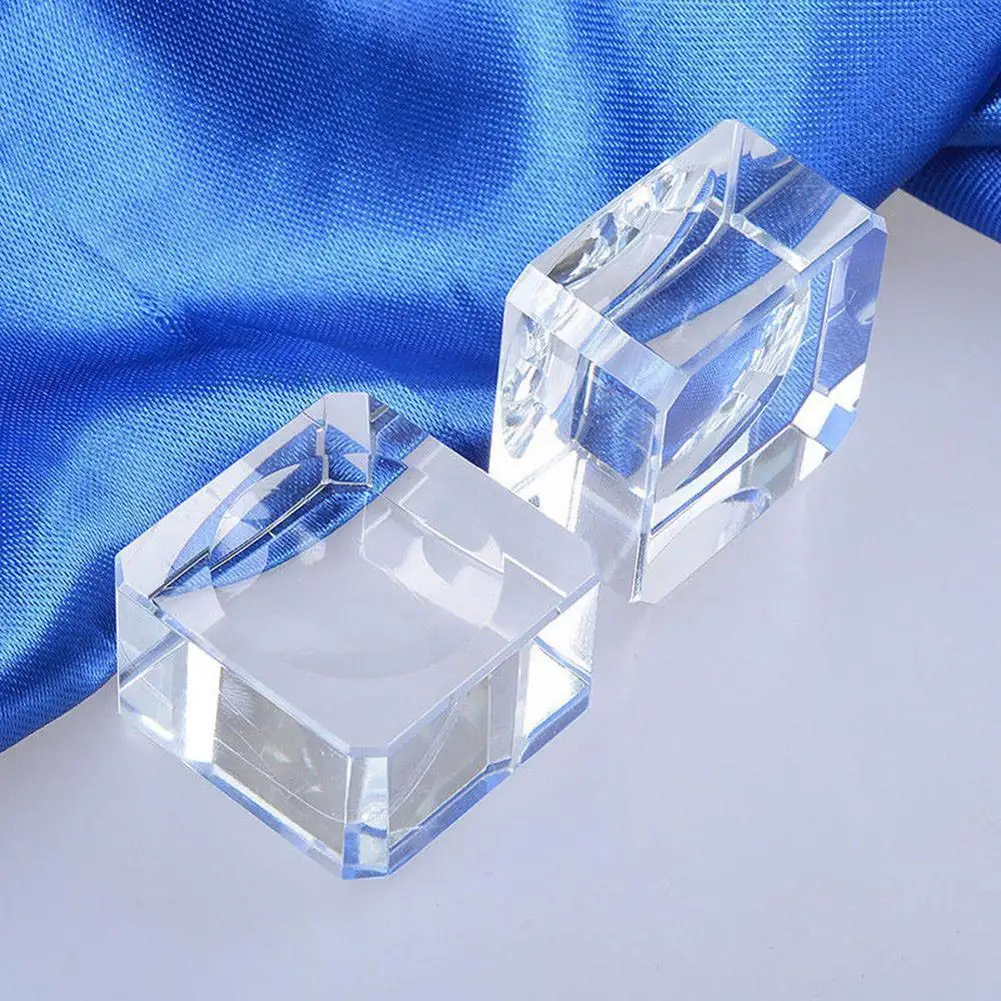 

1pcs Transparent Glass Square Dimple Crystal Ball Display Decor Gift Stand Holder Table Fine Paperweight Bases Party Orname N7O8