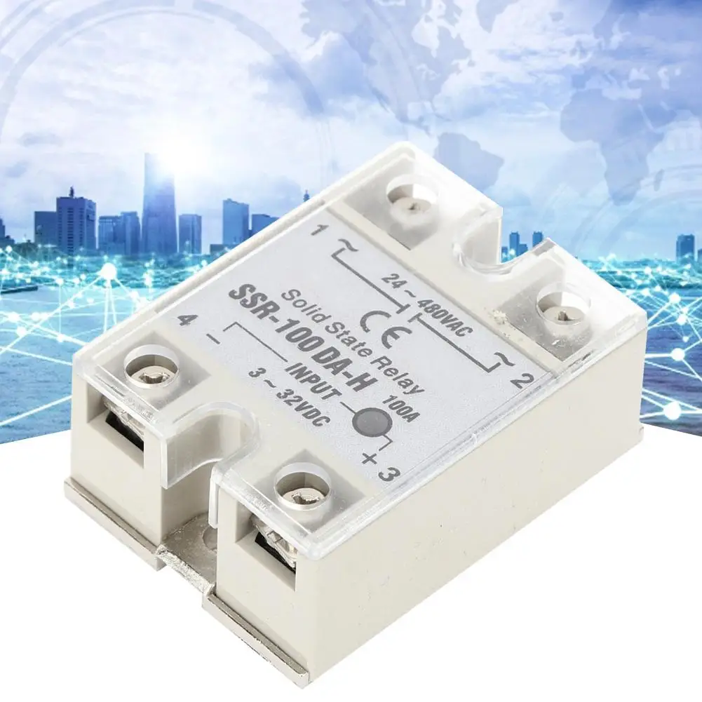 Solid State Relay DC-AC SSR with Non-Contact Switch High Quality 100A DA-H Heat Sink Base Plate Bolted Input 3-32V Thyristor |