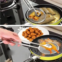 1pc 2810cm stainless steel food tong strainer kitchen filter mesh spoon fried food oil strainer clip filter spoon