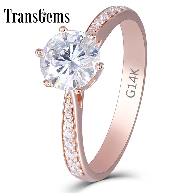 Женское кольцо из розового золота с муассанитом 1 карат 6 5 мм | Украшения и