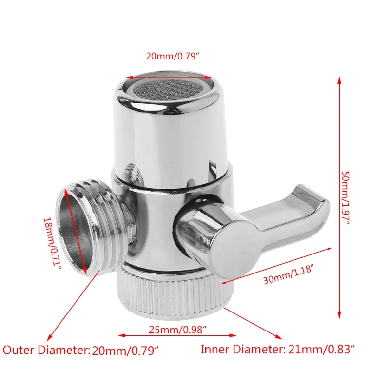 

2021 New Brass 3-way Diverter Valve Faucet Connector Adapter Three Head Function Switch