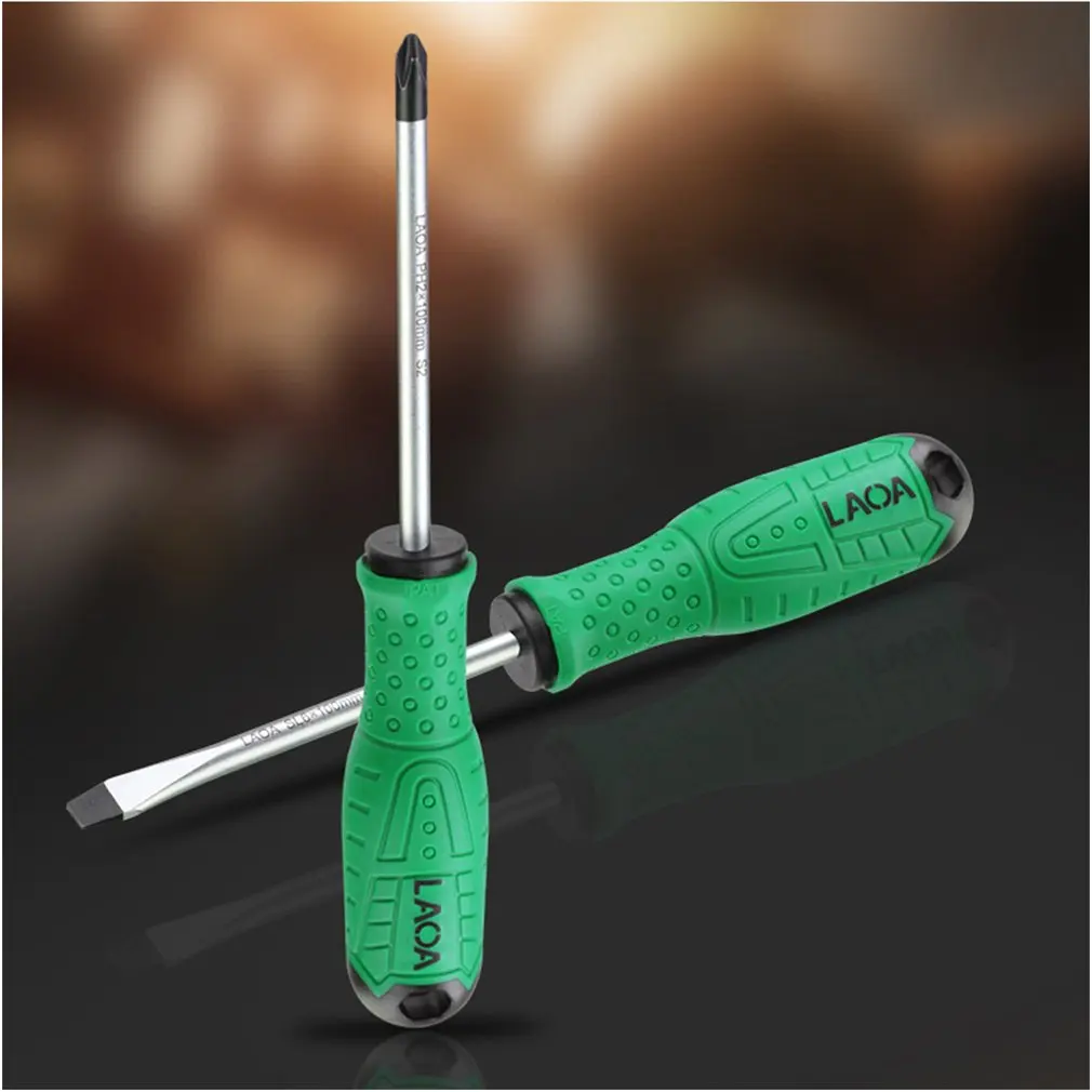 

LAOA S2 Slotted & Phillips Screwdrivers Household Hand Tools With magnetic Dual Color Handle For Home Repairing