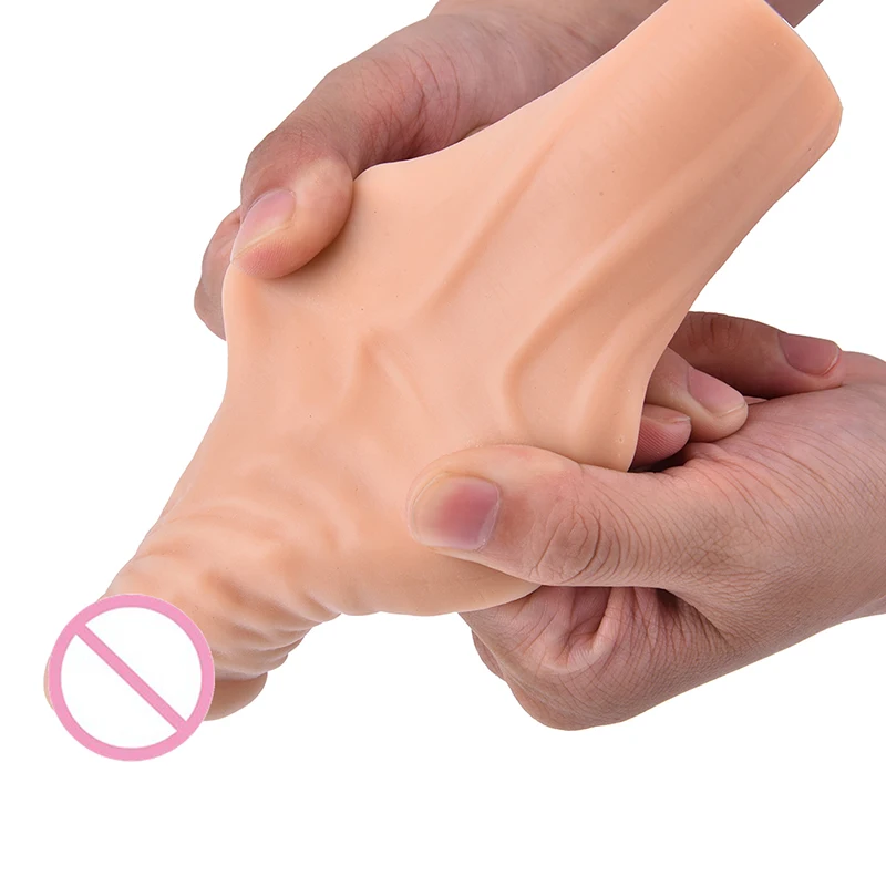 Супер мягкий реалистичный большой Мужской пенис для мужчин расширитель рукава
