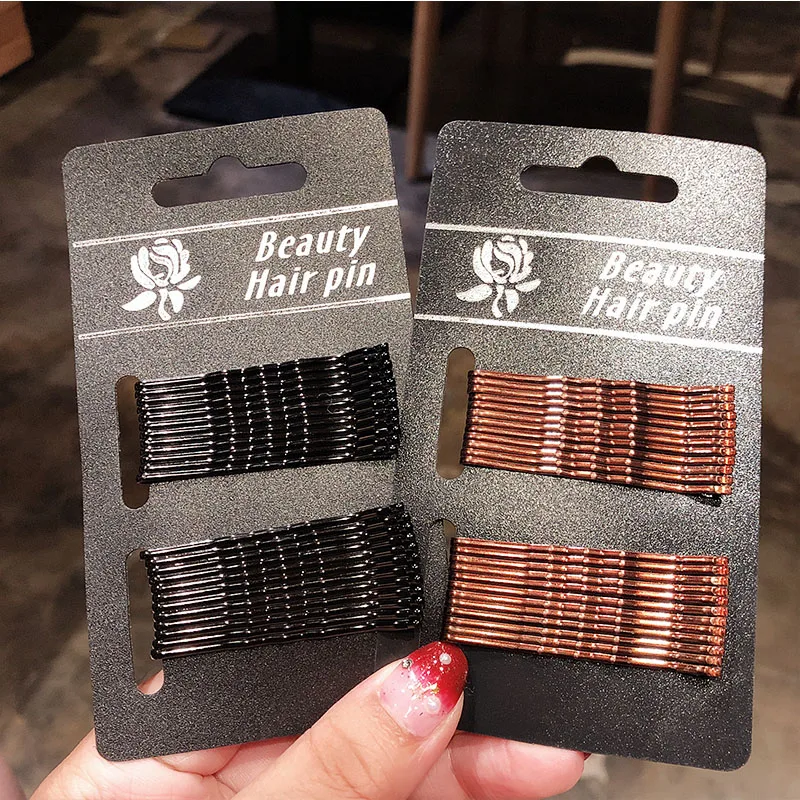 Заколки для волос женские 24 шт./упак. базовые черные золотые 5 см качественные