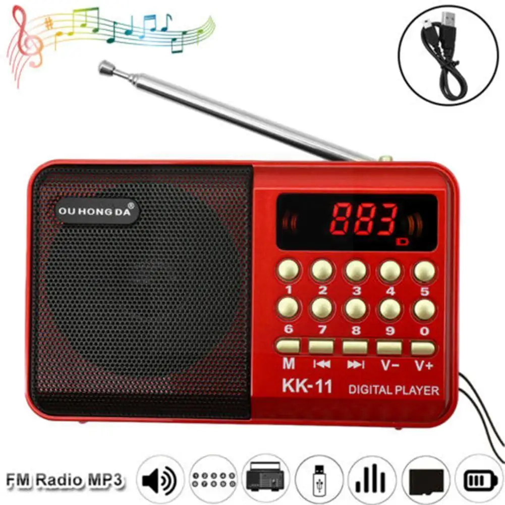 

No Battery Handheld Digital FM USB TF MP3 Player Speaker Radio Radio FM Speaker Mini K11 Rechargeable Portable FM U2P6