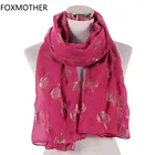 FOXMOTHER Новинка черный, белый, розовый цвет Фольга с золотым блеском шарфы с принтом 
