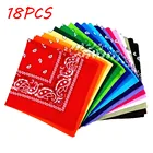 Бандана унисекс, 18 шт., черная повязка на голову в стиле хип-хоп, шейный шарф, спортивные головные уборы, повязки на запястье, квадратные шарфы, платок с принтом