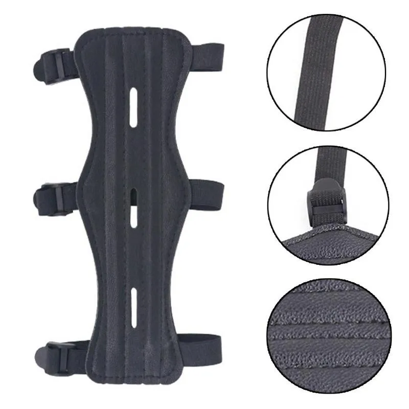 

Cow Leather Archery Arm Protector Guard For Men Cowhide Bow Shooting Arm Armband Straps Shoot Black Arm Guard