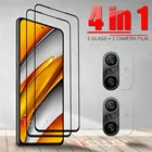 4 в 1 Закаленное стекло для Xiaomi Poco F3 X3 NFC Poco M3 F3 F2 M2 Pro, защита экрана, пленка для объектива камеры Poco X3 Pro стекло