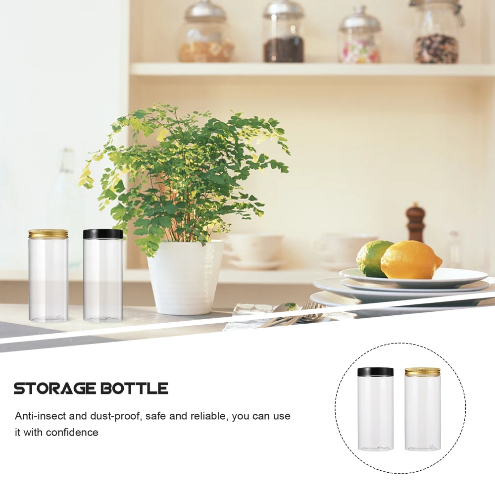 

10Pcs Empty Bottle with Lid Simple Tea Can Durable Bottle Golden Black