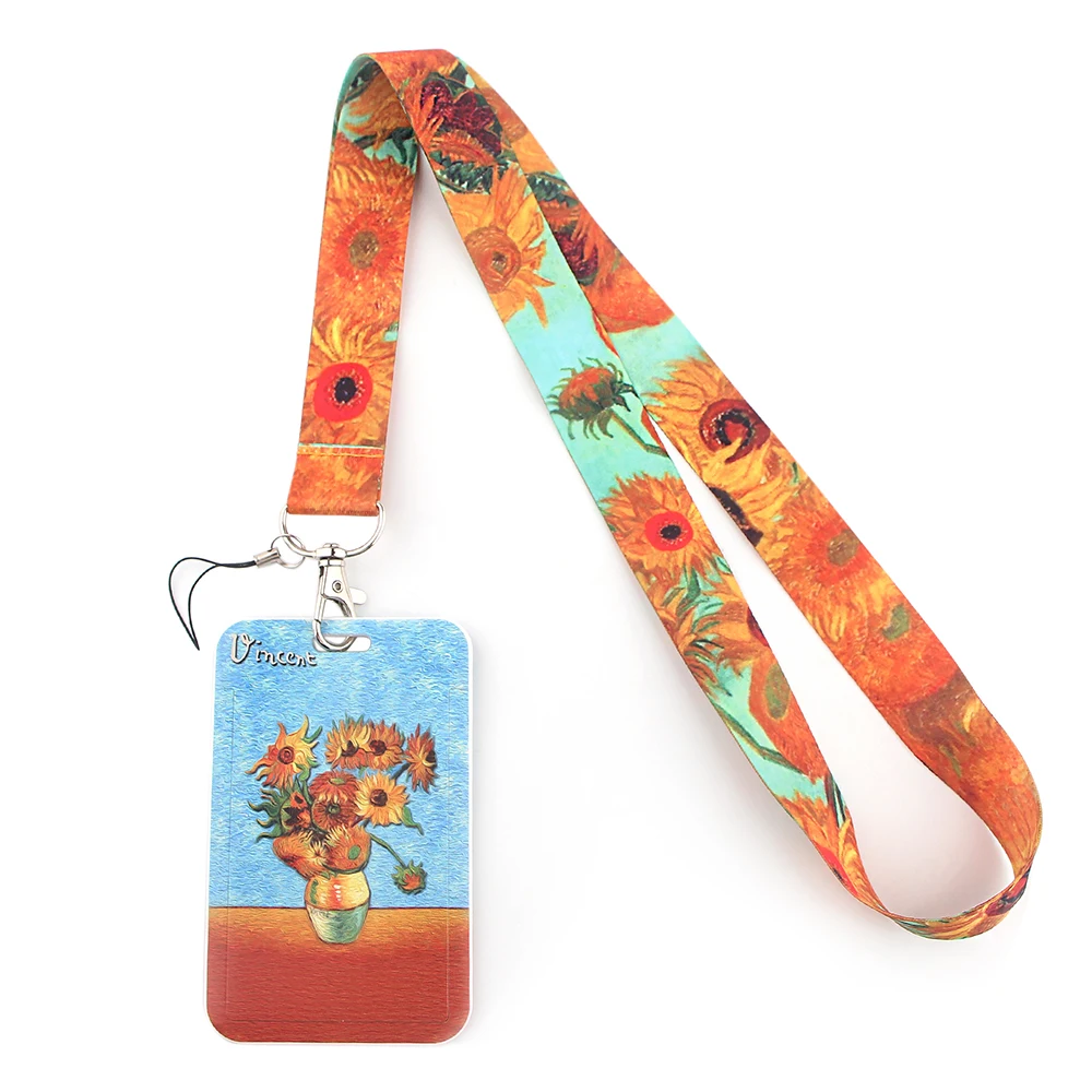 cb896 cherry blossoms new fashion flowers lanyard credit card id holder bag student women bank bus business card cover badge free global shipping