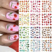 12 styles cake ice cream nail art water transfer sticker summer series friutes drink for nail art tattoo decor slider decal