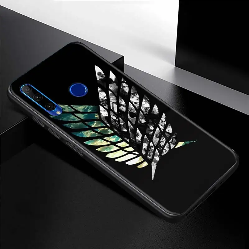 Black Soft Cases for Huawei Y5 Y6 Y7 Y9 Prime 2019 Y6p Y5p Y7p Y8p Y6s Y8s Y9s Cover anime Attack On Titan Phone Case