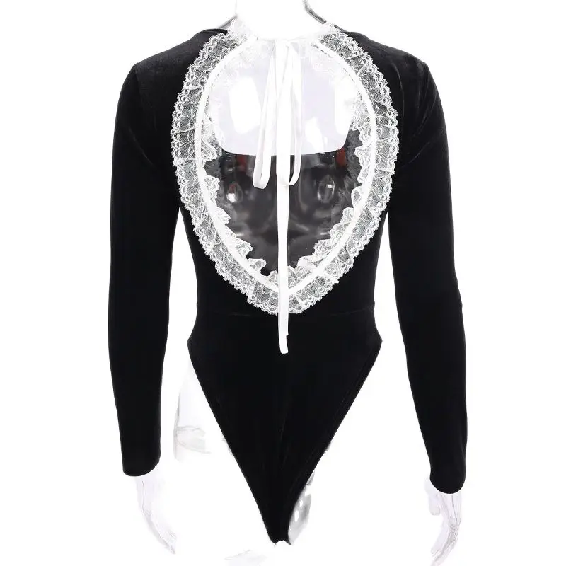 

Женское боди с квадратным вырезом, длинным рукавом и открытой спиной