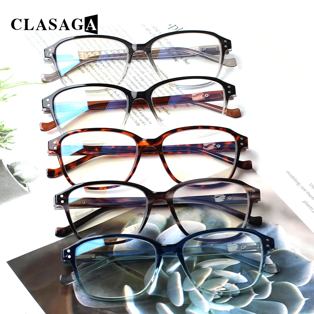 

CLASAGA 5 Pack Reading Glasses Spring Hinge Blue Light Blocking Men and Women Anti UV Computer Eyeglasses Diopter +1.0+3.0+4.0