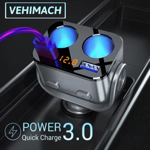 qc 3 0 quick charge car charger dual usb cigarette lighter splitter with voltage led display output 5v3 4a power adapter socket free global shipping