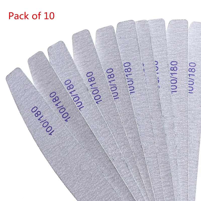 

10pcs/Lot Wooden Nail Files Professional Sanding Nail Buffer 100/180 Grit Half-moon Zebra Pattern Veneer File Wood Nail File