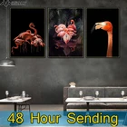 Холст Decorativas wall art Фламинго постеры с животными черный, Розовый печати изображения HD птица Декор в гостиную современного искусства живопись Креативная живопись маслом в Северной Европе