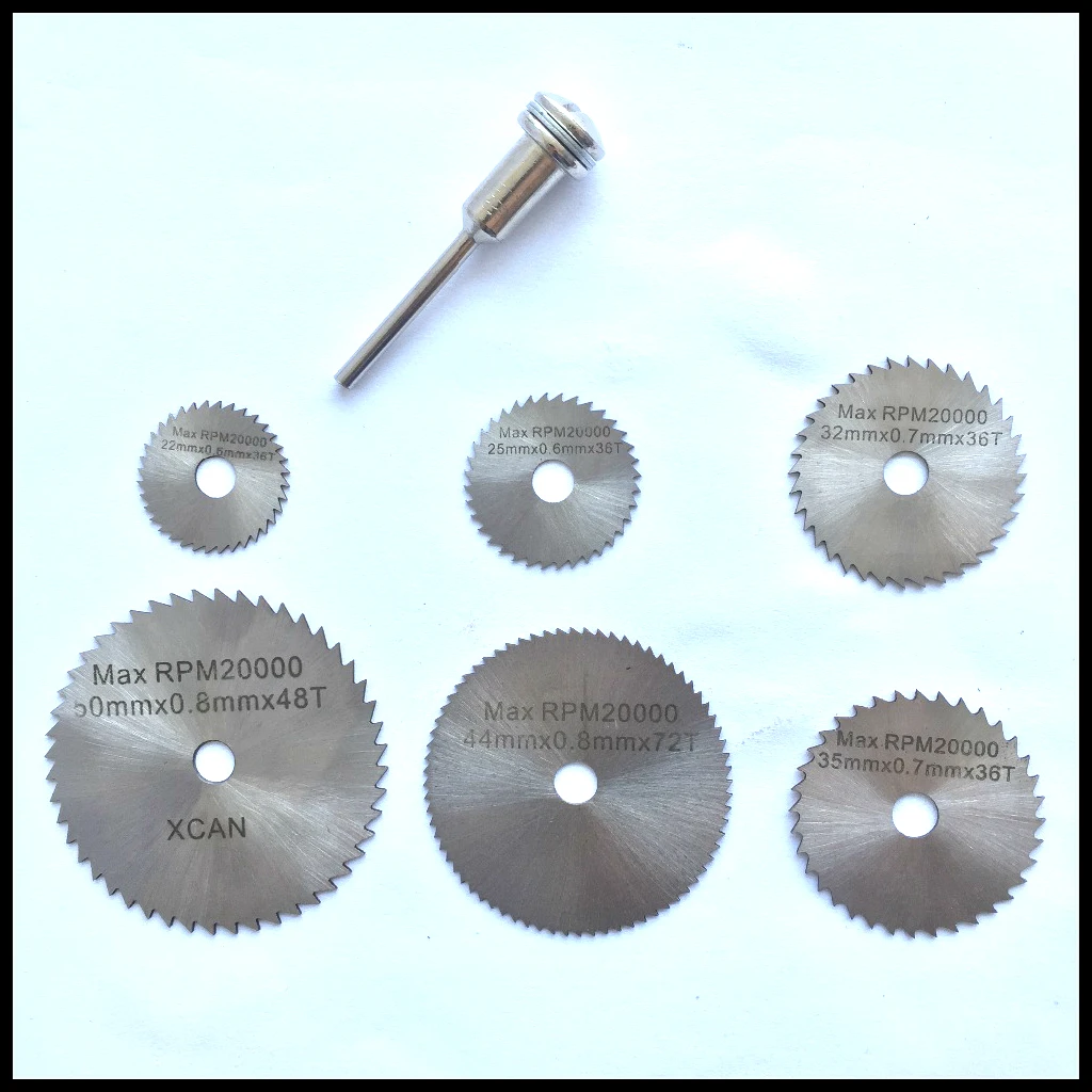 6pcs/lot Mini 22-50mm HSS Steel Circular Saw Blades Set For Cutting 3.17 Diameter Rod DIY Tools K160 Drop Shipping