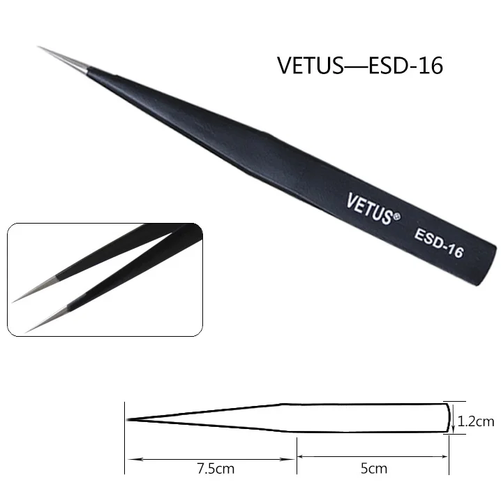 ESD 16 VETUS Пинцет для ресниц и бровей 3D/6D объем накладных ресниц для наращивания сверхтонких ресниц Пинцет для наращивания ресниц инструменты для макияжа глаз - Цвет: ESD 16