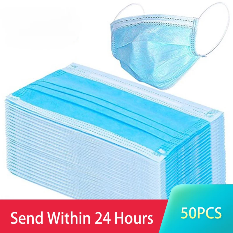 

10/50/100pcs Adult Breathable White Blue Mask Disposable Non-wove 3 Layer Filter Mask mouth Outdoor Face mask Protection Masks