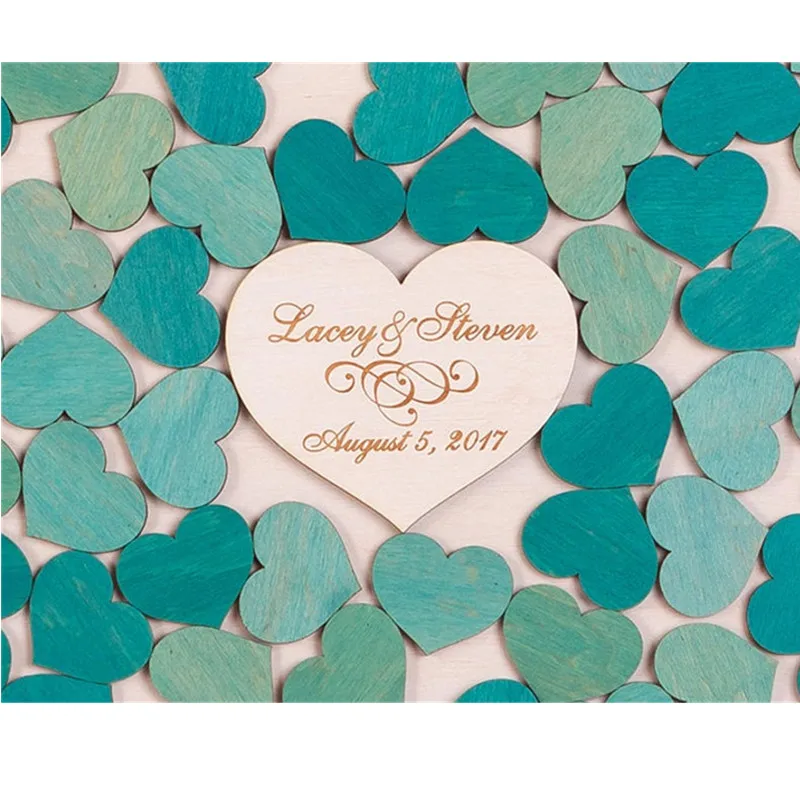 Деревенская книга для гостей с зелеными сердечками альтернатива деревянная