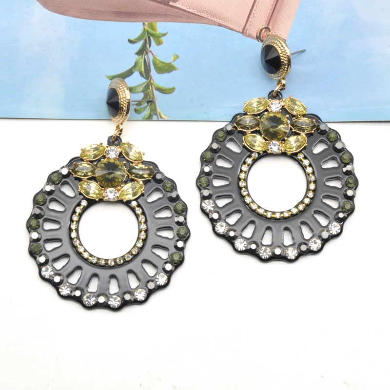 Кристальные и стразы вставки в акриловые круглые крупные серьги|earrings for|for