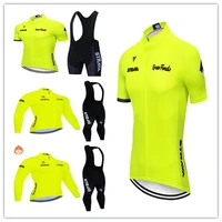 2022 pro team summer cycling jersey set bicycle clothing breathable men short sleeve shirt bike bib shorts 20d gel pad