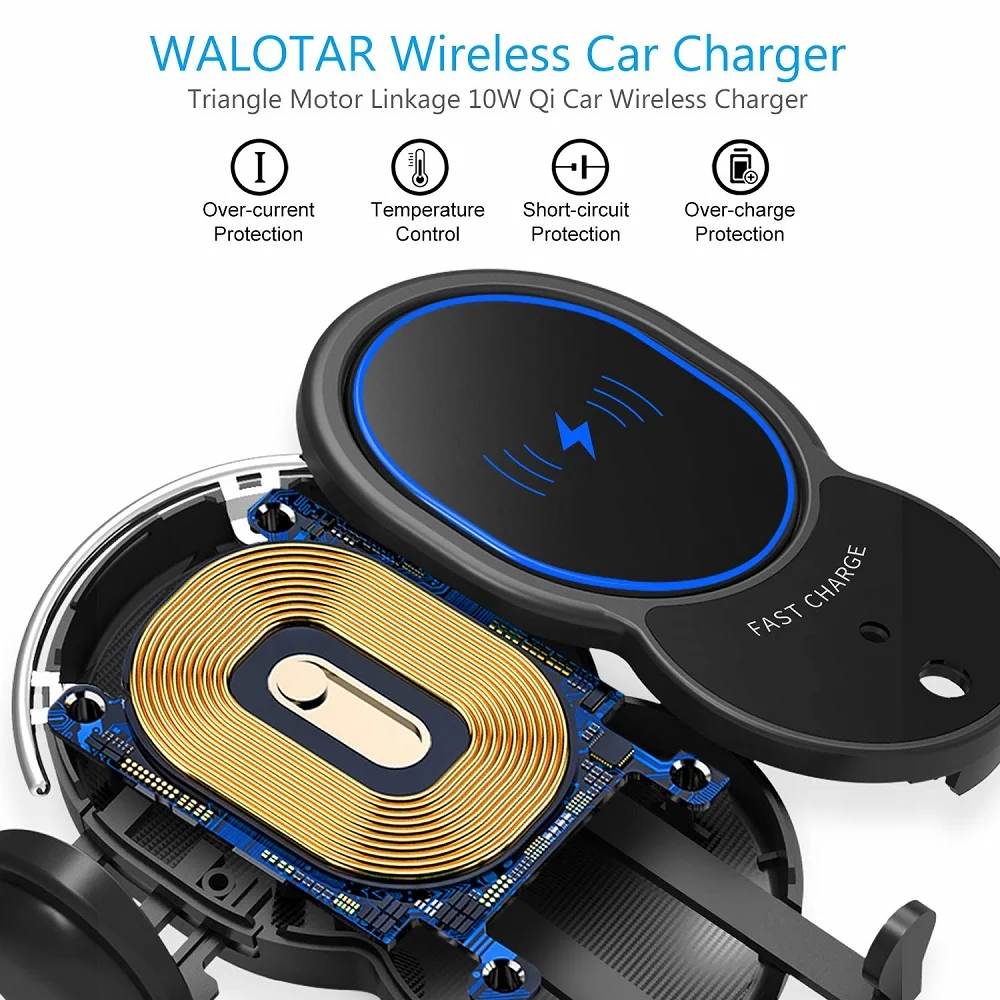 

10W Car Qi Wireless Charger Automatic Clamping for iPhoneX 8 XR 11pro xs Samsung S10 S9 S8 Note10 8 Air Vent Mount Phone Holder