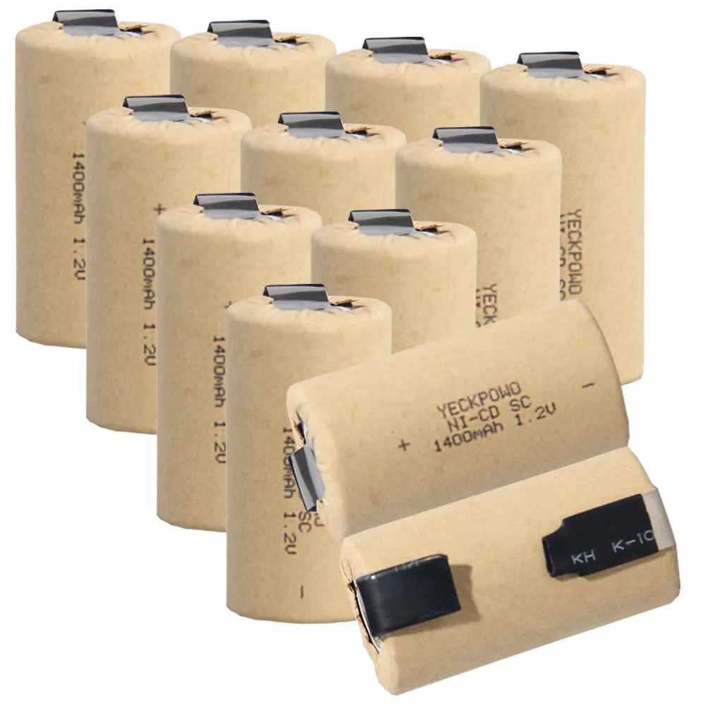12 шт аккумулятор SC 1 2 V батареи для электроинструментов 1400mah nicd 4 25 cm * цвет